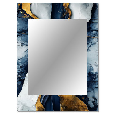Coastal Liquid Waterfall Of Marble III - Shapes Unique Wall Mirror Decor, Modern Large Mirror, Printed Metal Art