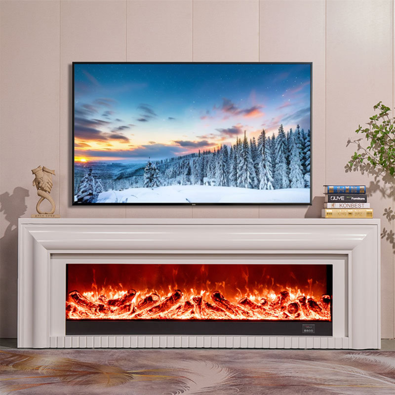 Foyer de meuble télé en bois massif beige