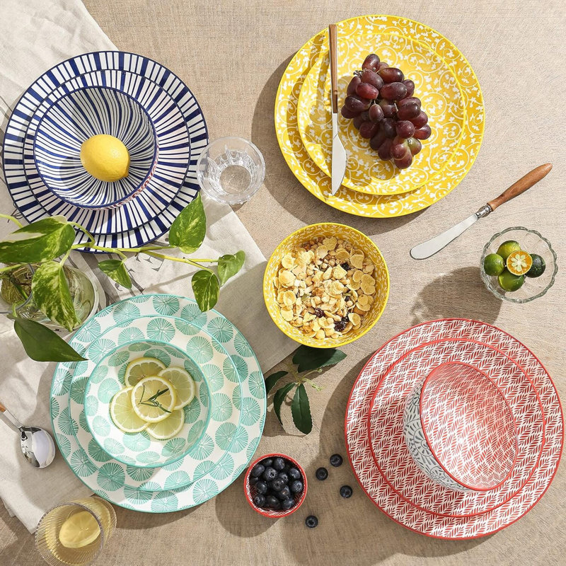 12-Piece Ceramic Dinnerware Set, Microwave & Dishwasher Safe