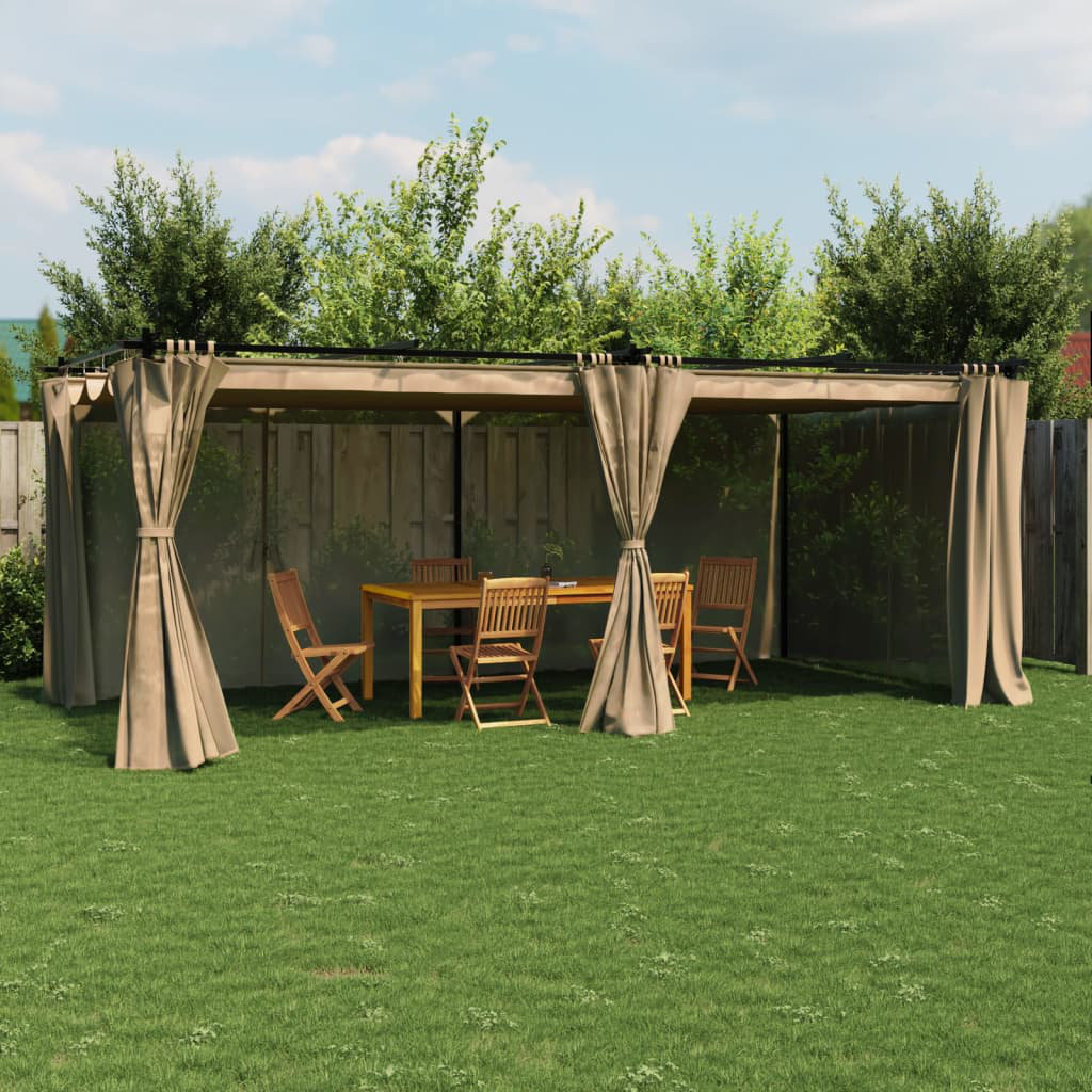 Vidaxl Gazebo With Curtains Steel | Wayfair