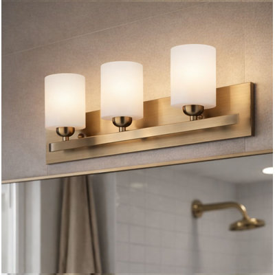 3 Lt Wall Vanity, Gold Finish with Elegant Alabaster Glass Shades, 60W Type A, 24inch W
