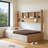 Andriena Full-size multifunctional bed with four storage drawers and  bookshelf, suitable for one person, in natural color