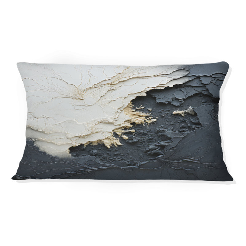 Coussin Minimalisme noir et blanc Paint Wave III - Coastal