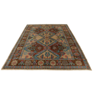 6x9 Blue and Brown Turkish Oushak Rug