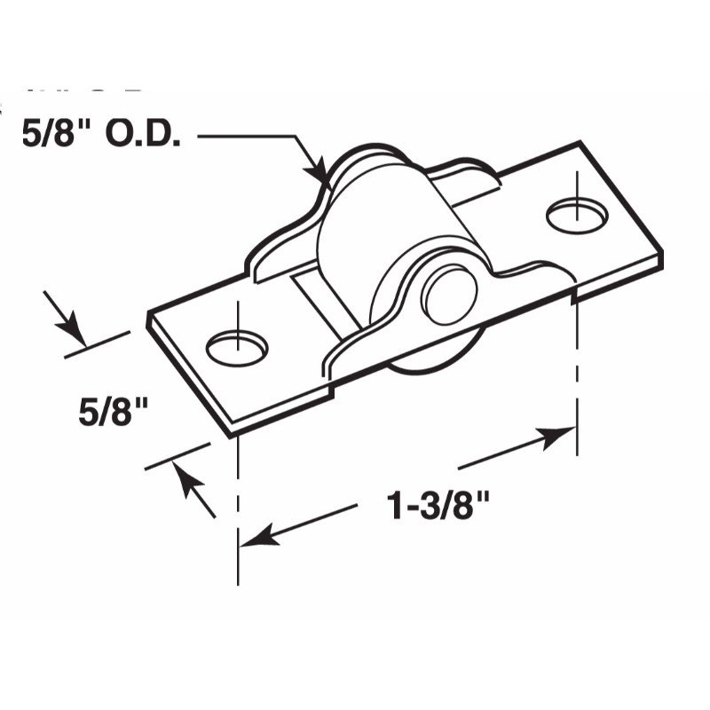 Wood Closet Door Roller, Insert Style, 5/8 in. Flat Roller (2 Pack)