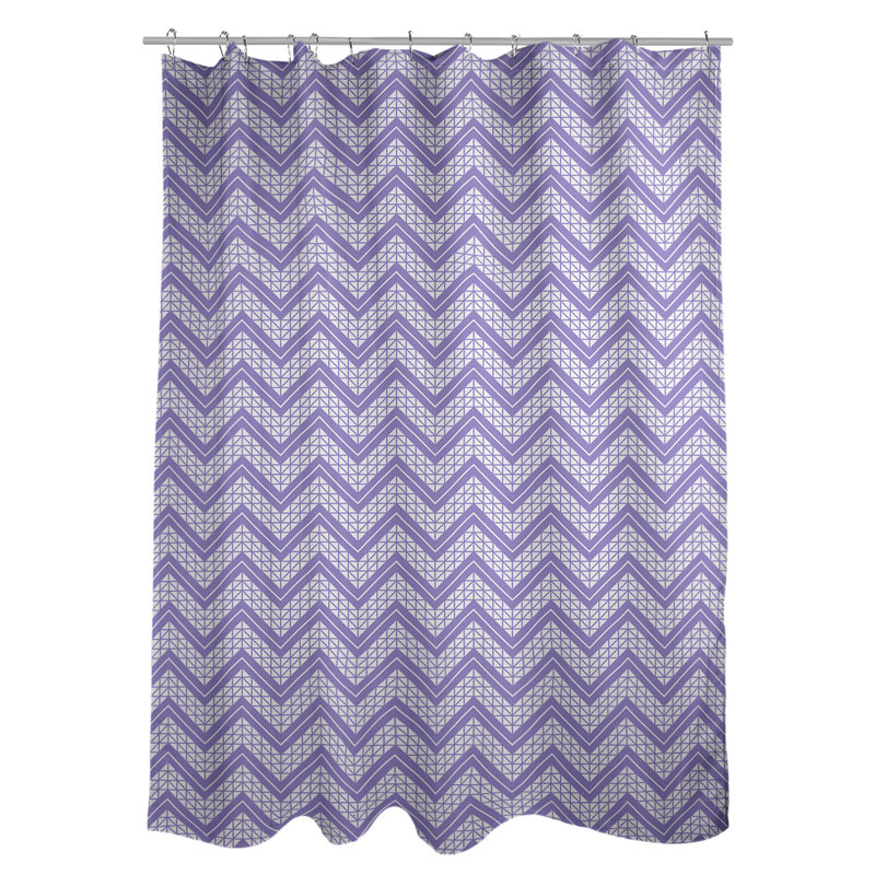 Rideau de douche simple à chevrons à la main classic, Mauve / Blanc