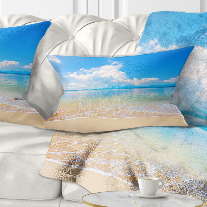 Oreiller pour photos de grande taille au-dessus de la plage calme de mer, 18 po x 18 po, Coussin décoratif