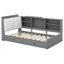 Lit plateforme simple en bois avec tête de lit avec rangement, tablettes et 2 tiroirs, gris-51266089-51266090