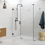 Illume 60 in. x 33 in. x 78 in. 90-degree Fully Frameless Wall Hinged Glass Shower Enclosure