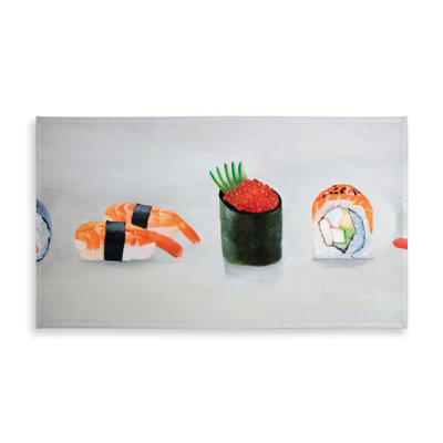 Asian Gray Tablecloth - Six Pieces Sushi Assortment Decor
