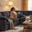 8 piece 145" Extra Deep Sectional Sofa Modern L-Shaped Modular Sectional Chenille Sofa with Ottoman, Pillow-Top Arms, and Plush Fabric Upholstery-284294061