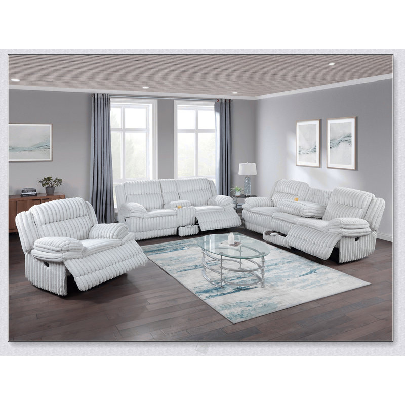Fauteuil inclinable à mouvement manuel avec velours côtelé, accoudoirs épais et console centrale pour plus de confort et de commodité