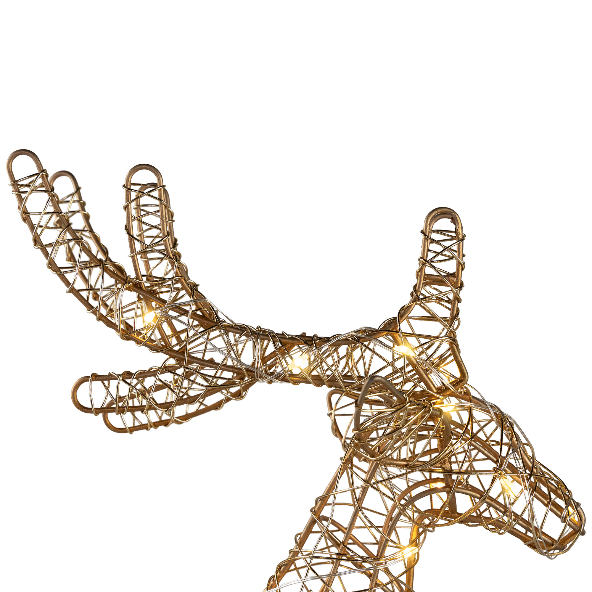 LED Lighted Reindeer Christmas Tree Topper - 13" - Warm White Lights, Gold