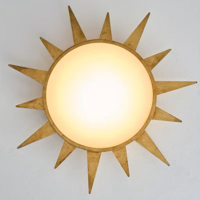 25-Inch Modern Flush Mount Ceiling Light - Matte Golden, Radial Beams, For Living Room, Dining Room, Kitchen - Hardwired Installation (120V), Ideal For Contemporary & Mid-Century Decor, Home Decor