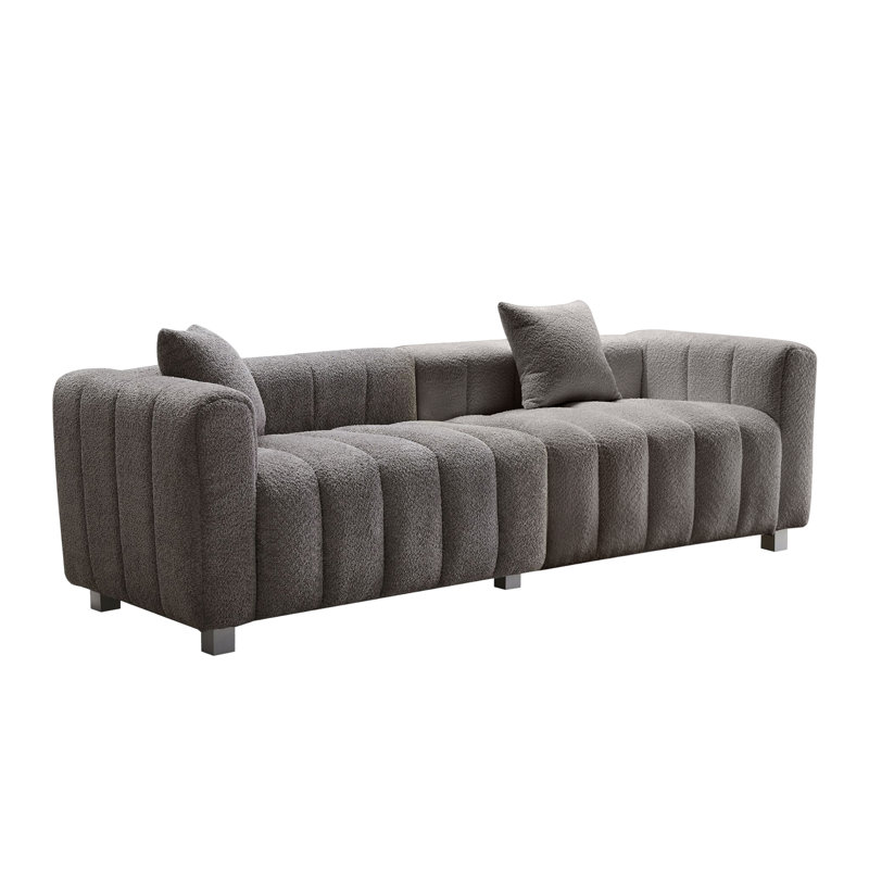 87.4'' Premium Velvet Sofa 3-Seater Loveseat, Gray