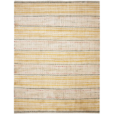 Jahiem Natural Fiber Hand Woven Jute Striped Rug