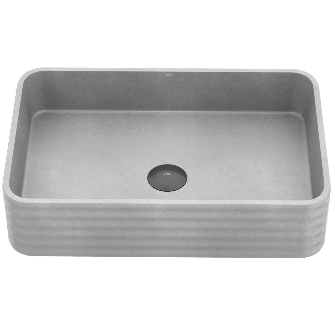 Cadman 21" L x 14" W x 5" H Gray Handmade Rectangular Vessel Bathroom Sink VIGO
