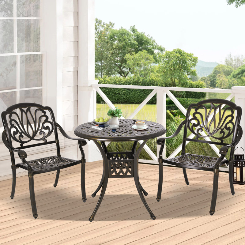 Cast Aluminium Garden Set Chairs Bistro Set 3-Piece Outdoor Cast