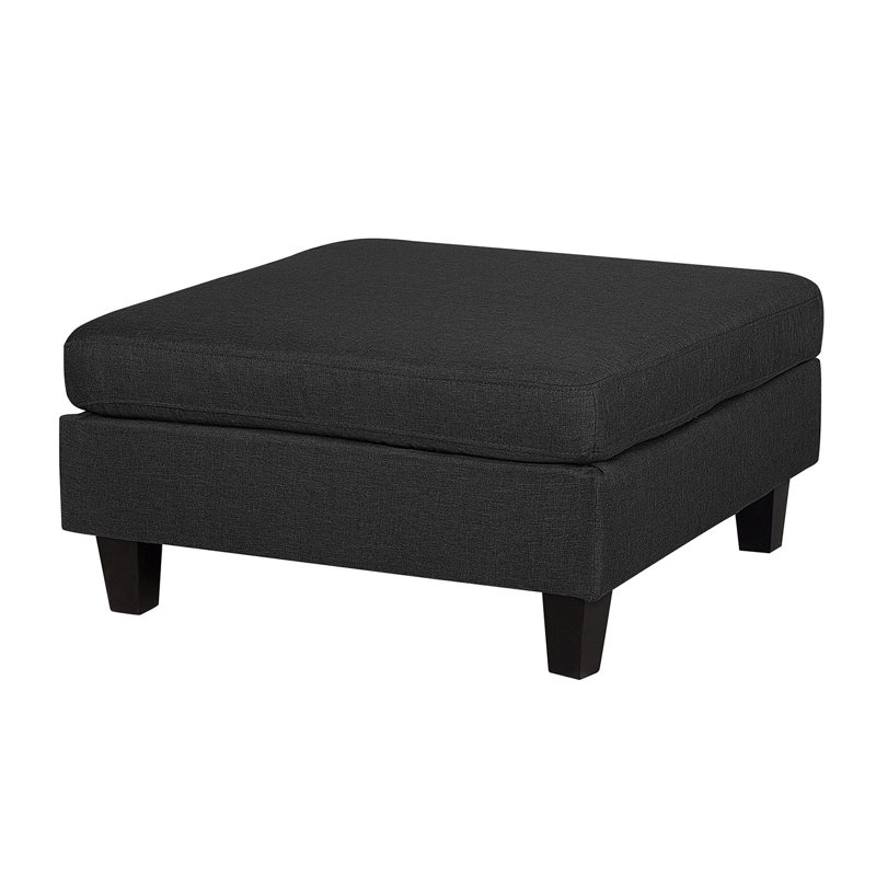 Finley 76cm Wide Square Solid Colour Cocktail Ottoman, Black