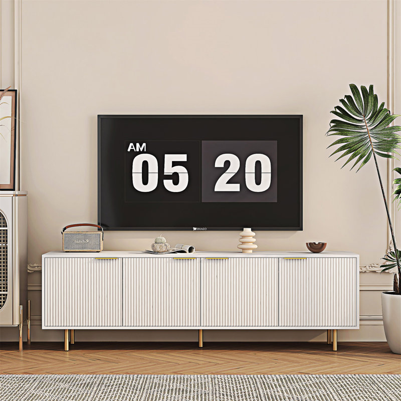 Meuble télé avec portes de rangement, Blanc