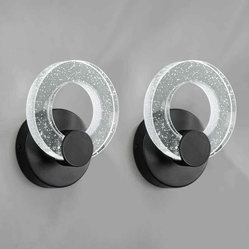 Appliques murales modernes pour salle de bain avec applique ronde en cristal de bulles et applique murale à intensité variable pour le couloir de la chambre à coucher