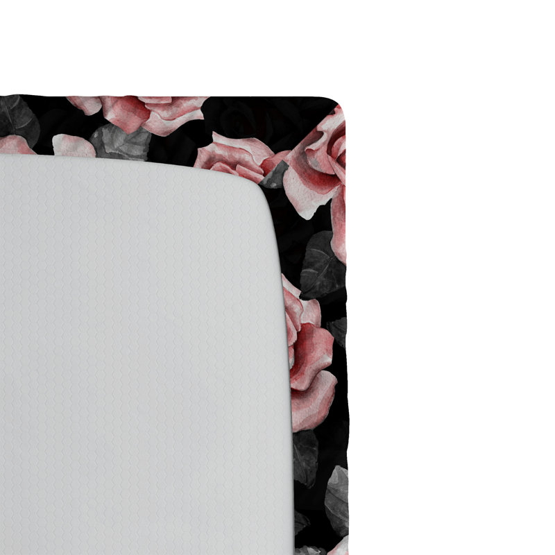 Drap-housse Ambesonne, Drap-housse grand, Rose pâle, gris pâle / floral