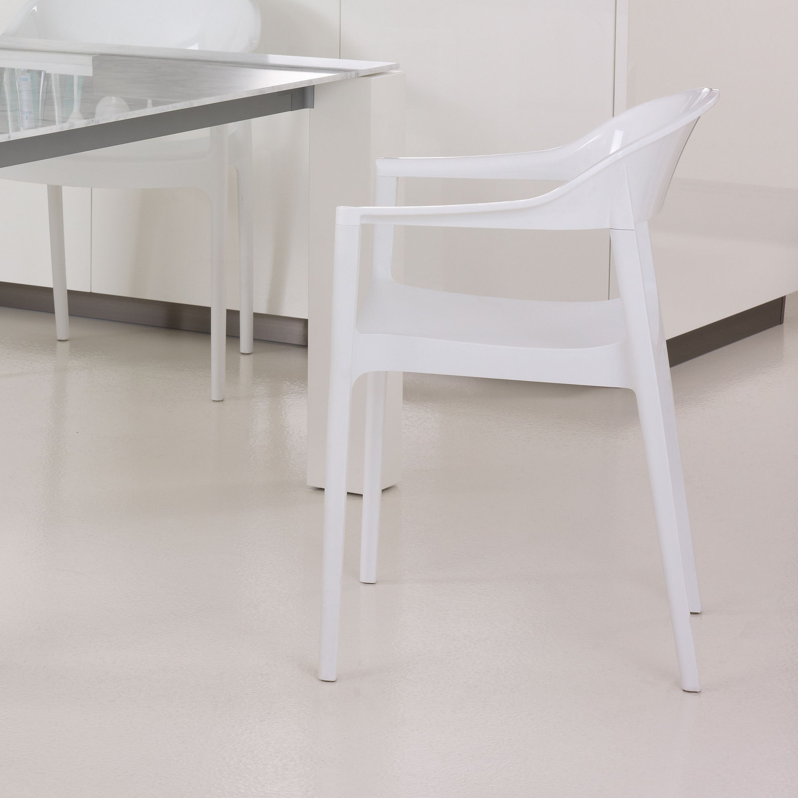 Stella Stackable Patio Armchair, White/Glossy White