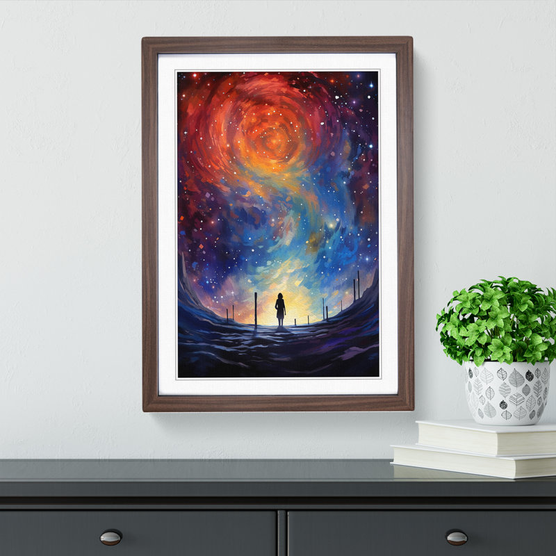 Single Picture Frame Print on Wood, Walnut Framed, 34cm H x 25cm W