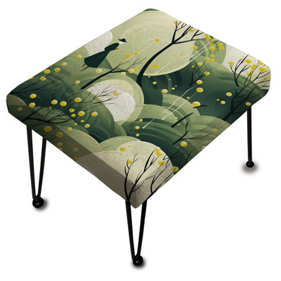 Repose-pieds rectangulaire vert avec paysage zen