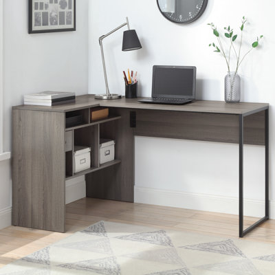 Joziah L-Shaped Writing Desk with Built-In Electrical Outlet