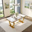 Ensemble table et chaises de salle à manger 70" blanc et or avec 4 chaises bouclées pour 4 personnes-962990989-964368507