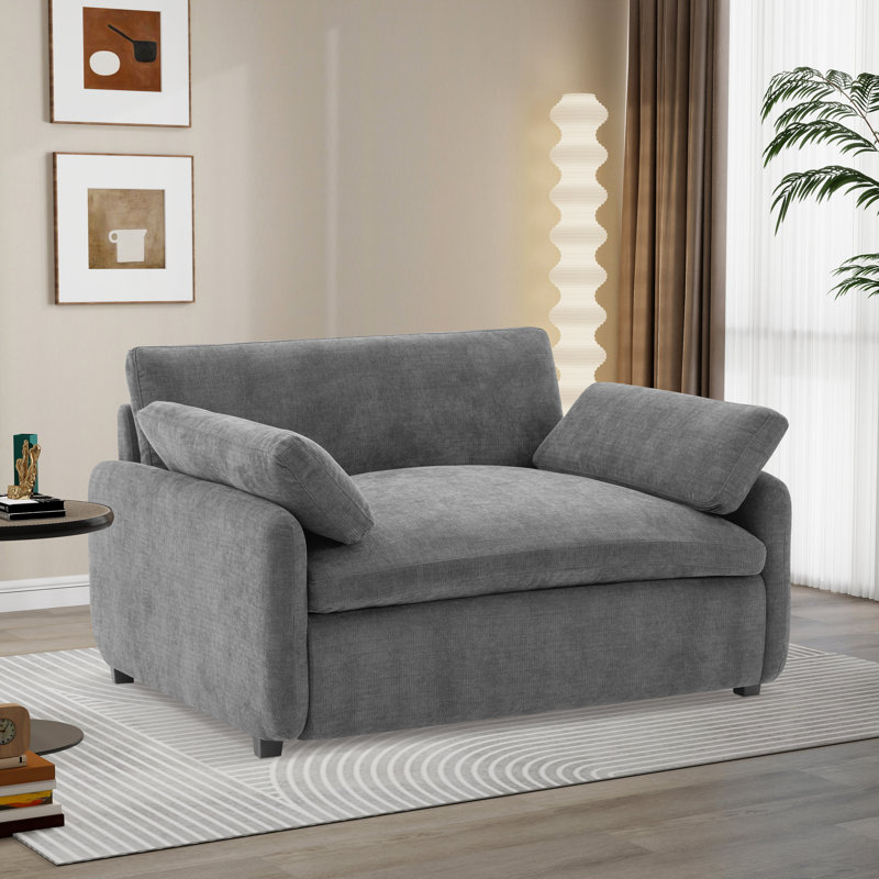 Fauteuil d'appoint moderne et surdimensionné en chenille, Gris