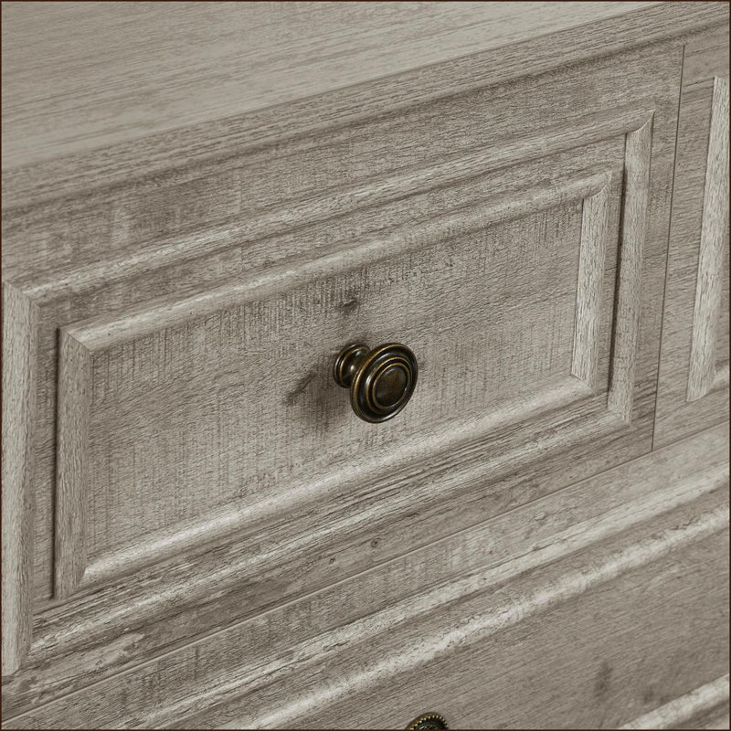 Dressers: Farmhouse 5-Drawer Antique White Organizer for Bedroom/Living Room | Engineered Wood | Natural Texture, Gray