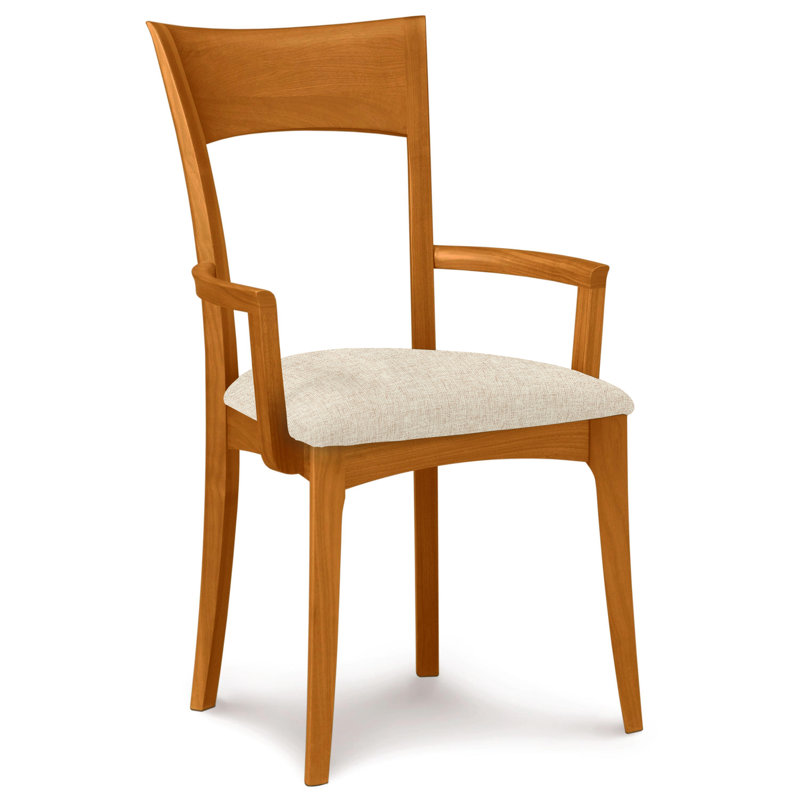 Chaise avec accoudoirs rembourrée Ingrid, Cerisier d'automne, Tissu de chanvre