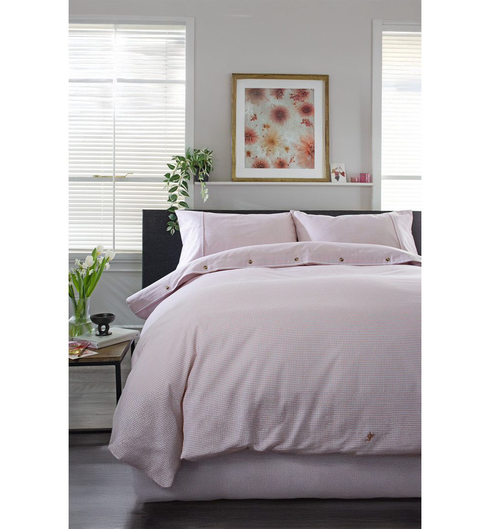 Gingham Duvet Cover Set - Soft & Breathable Cotto Classic Cotton Duvet Cover Set Set