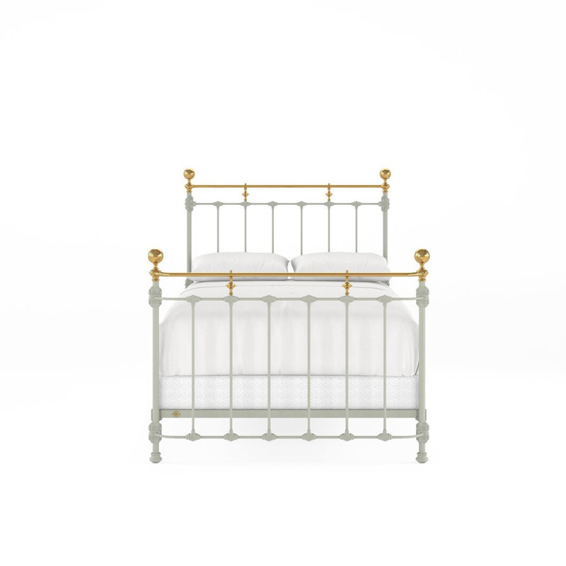 152 Excelsior Bed | Complete Bowed Foot, Full / Double, Sage Green/Antique Gold