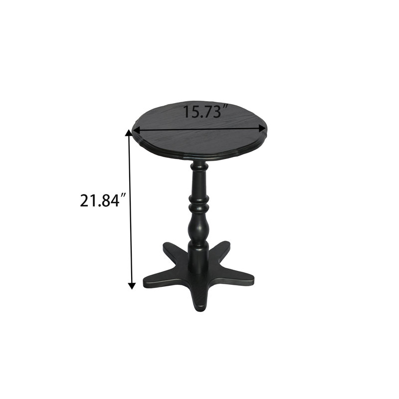 Table d'appoint en bois d'inspiration rétro avec base en forme d'étoile, Noir