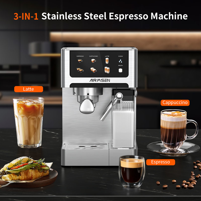 7.9'' Espresso Coffee Maker With Automatic Frothing System