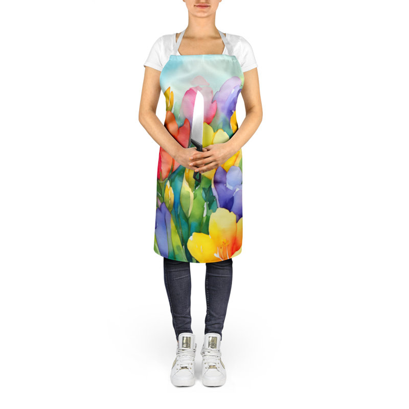 Floral Bib Apron, Vibrant Freesias