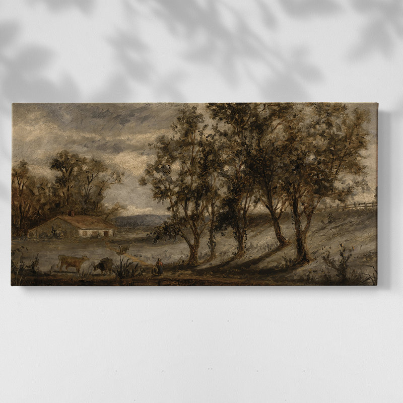 Série paysage - DCCVVII - Toile tendue avec châssis, prête à accrocher, H 21 po x l 41 po, Doré