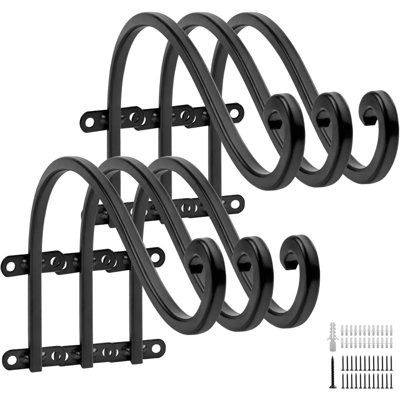 6 Pack Heavy Duty 12 Inch Hanging Plant Bracket, Ideal For Indoor And Outdoor Use, Black Plant Hanger Bracket For Plants, Baskets, Bird Feeders, Lanterns, And Wind Chimes