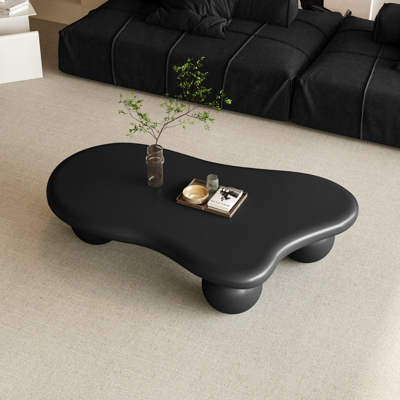 Table basse de 47 pouces en forme de nuage avec 3 pieds sphériques pour le salon
