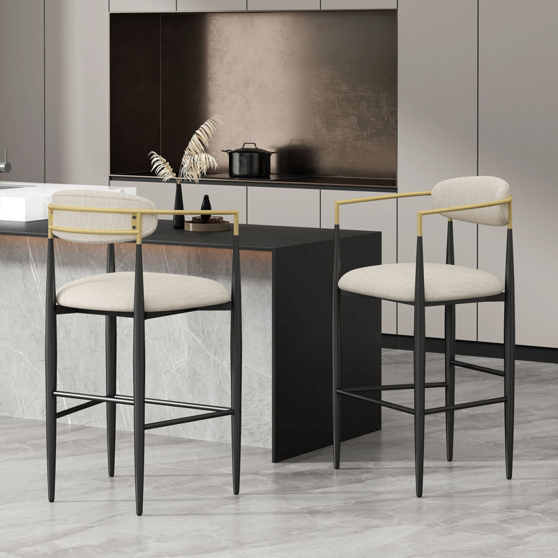 Ensemble de 2 chaises de salle à manger avec tabouret de bar, Beige