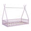 Lit simple en bois avec clôture, rose