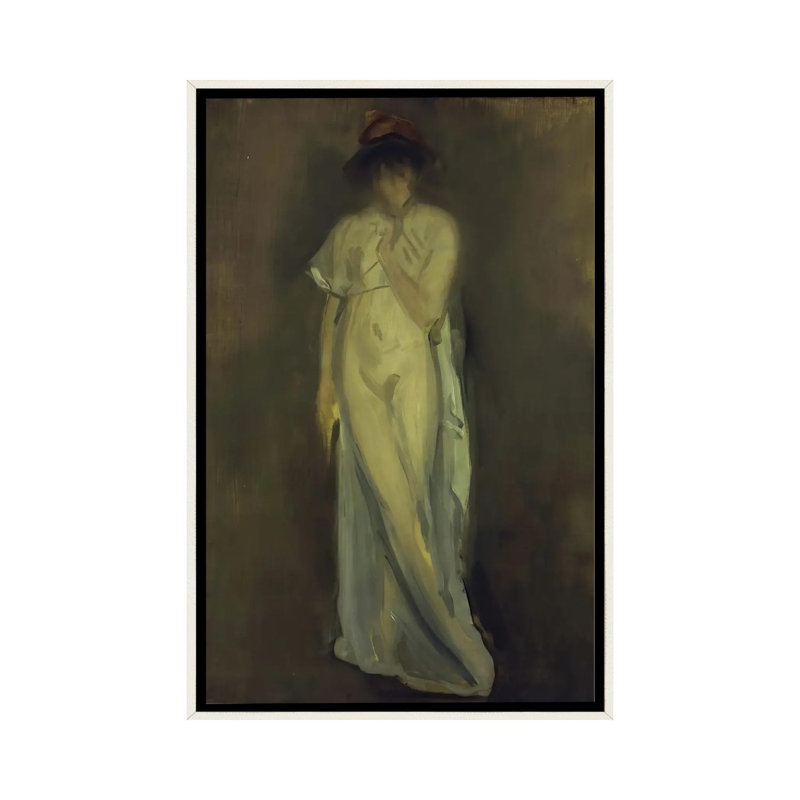 «The Little Red Cap», reproduction d'art sur toile encadrée, 40 po x 26 po, Toile avec cadre, Blanc patiné