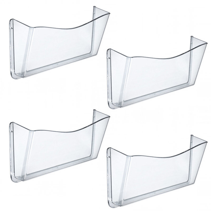 Classeur mural transparent en plastique transparent avec quincaillerie de suspension, paquet de 4