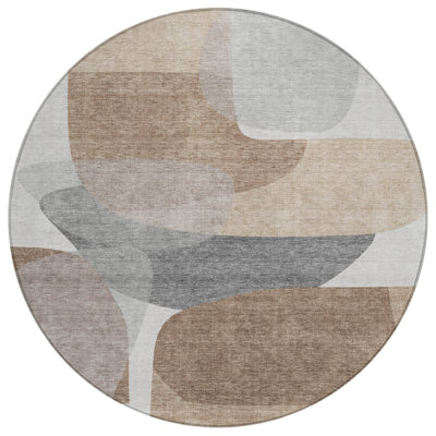 Machine Washable Indoor/Outdoor Xhevrie Mocha Rug