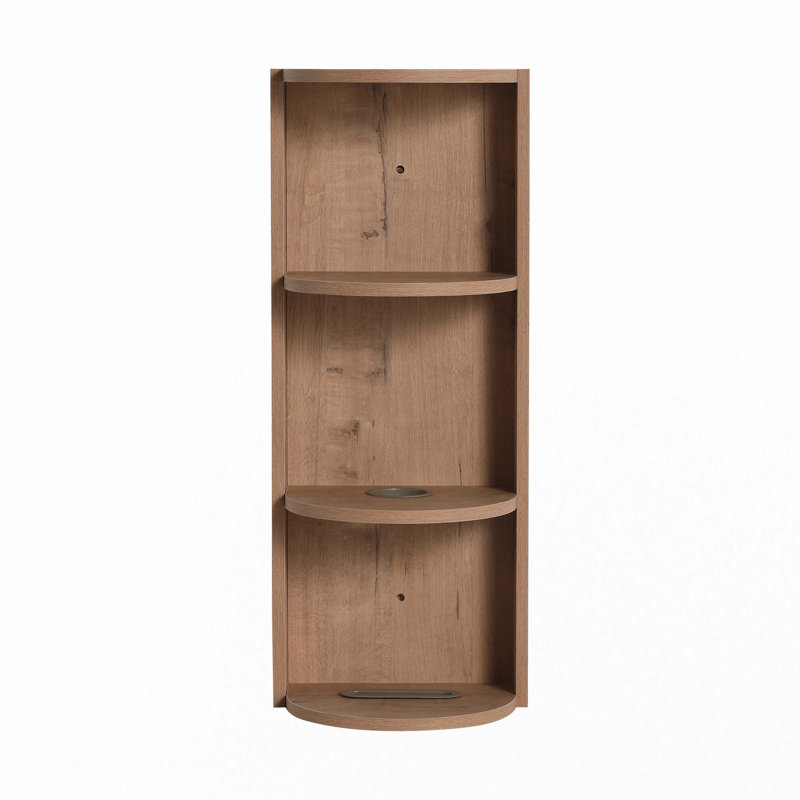 12" Bathroom Wall-Mounted Storage Rack, Float Mounting Design, Imitative Oak