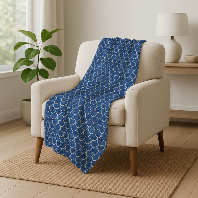 Jeté géométrique Addison Sherpa ASB933, Géométrique 8, Bleu