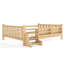 Lit double pleine grandeur avec bibliothèques de rangement, lit en bois massif pour enfants avec de jolis escaliers et garde-corps, aucun sommier nécessaire, naturel clair-485575279-485575278